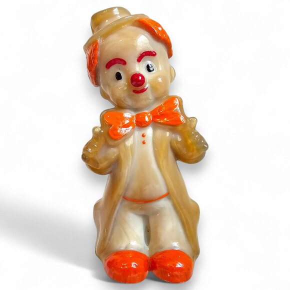 Boyd Art Glass Chuckles the Clown Hand Painted Caramel Brown Vintage 4" - Picture 1 of 8